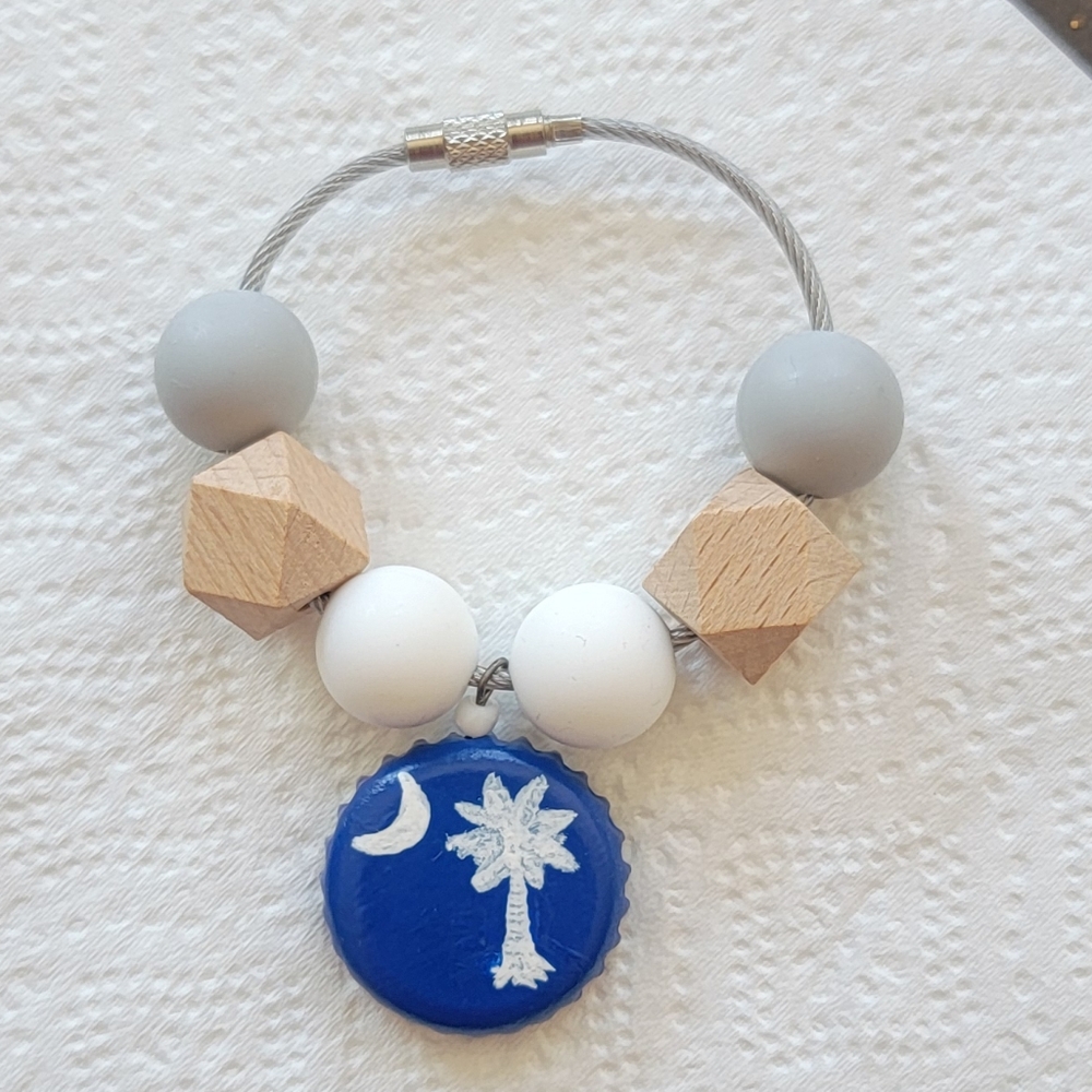 Blue Bottlecap and Beads Bogg Bag Purse Charm